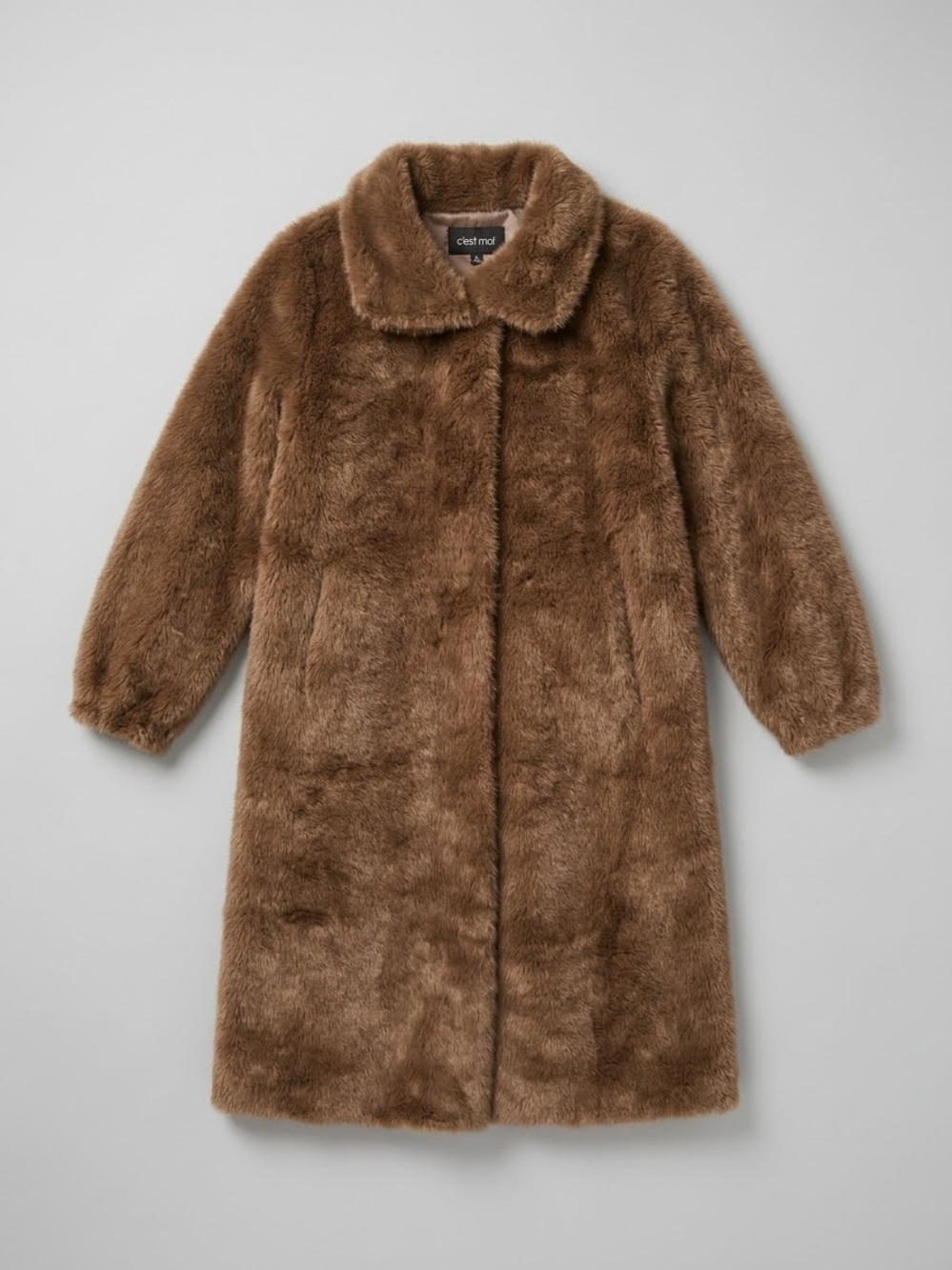 Crest Brown Faux Fur Mid-Length Coat